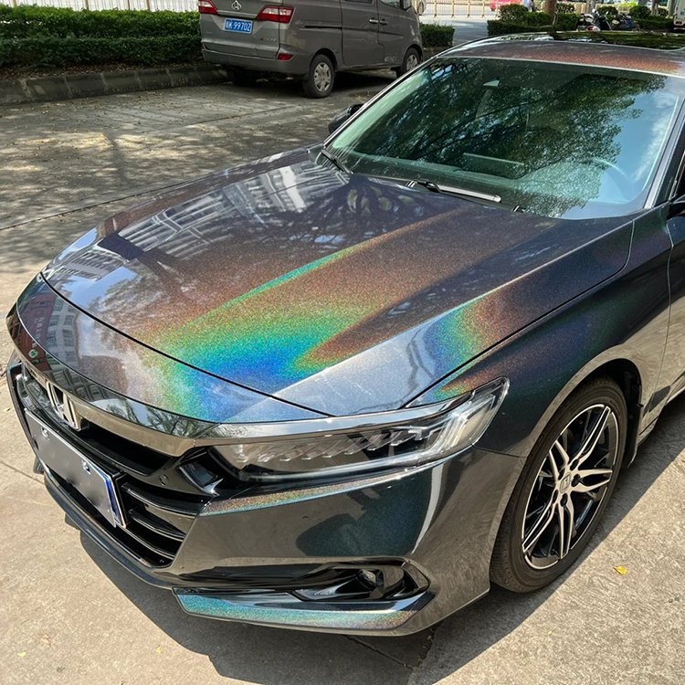 Car Vinyl Wrap PET 1.52m*18m Air Release Black Laser Rainbow Chrome Vinyl Wraps Rainbow Pvc Electroplate Laser Wrapping Film