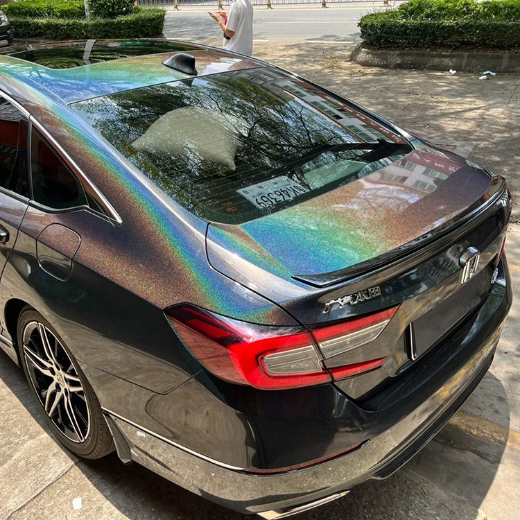 Car Vinyl Wrap PET 1.52m*18m Air Release Black Laser Rainbow Chrome Vinyl Wraps Rainbow Pvc Electroplate Laser Wrapping Film