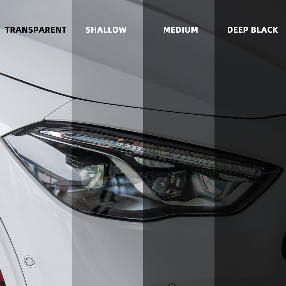 0.3*15M TPU Self Healing Anti-Scratch Light Grey Headlight Film Light Black Taillight Dark Transparent Lamp Film for Protection