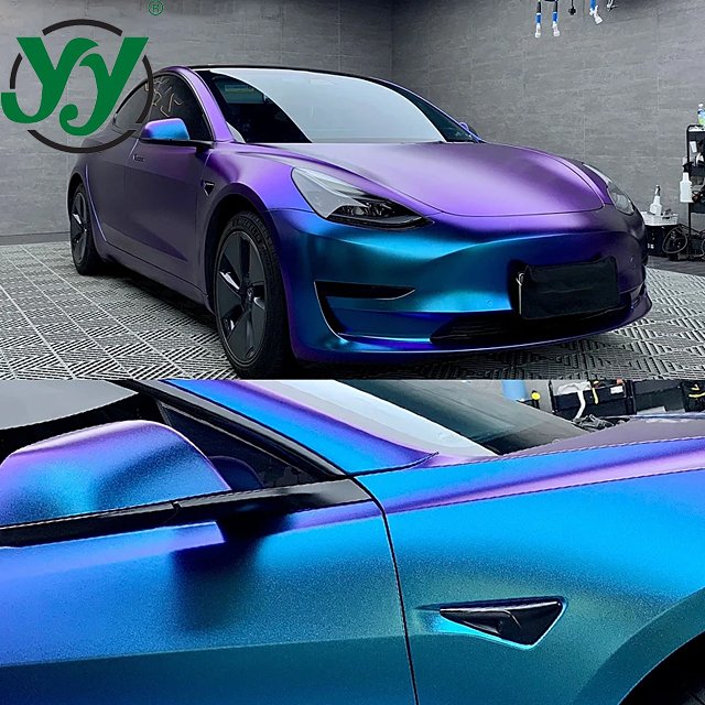 High Glossy Car Body Film Chameleon Pearl Glitter Vinyl Sticker Purple Blue Wrapping Foil Accessories for Vehicles
