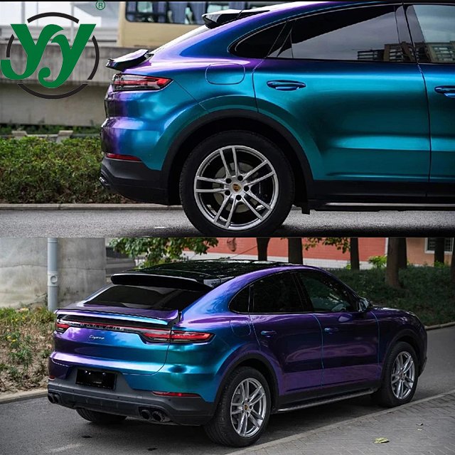 High Glossy Car Body Film Chameleon Pearl Glitter Vinyl Sticker Purple Blue Wrapping Foil Accessories for Vehicles