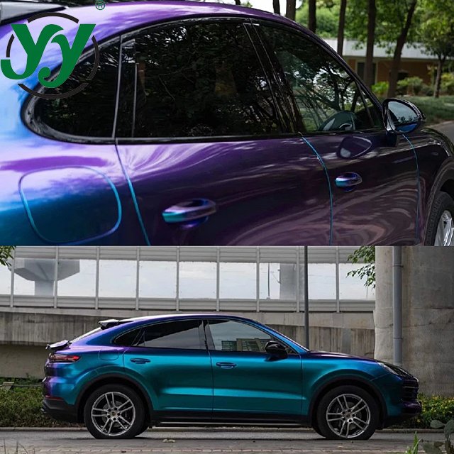 High Glossy Car Body Film Chameleon Pearl Glitter Vinyl Sticker Purple Blue Wrapping Foil Accessories for Vehicles