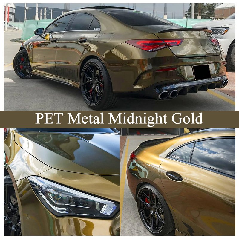 New Race Car Wrap High Gloss Air Bubbles Antifading Vehicle Wrapping Pvc Rolls Metal Midnight Gold Color Shift Vinyl Car Wrap