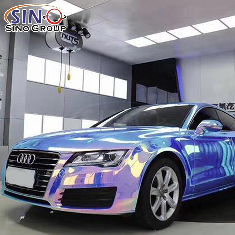 Crystal Green Laser Vinyl Film Double Casting and Solidification Process Car Wrap Rainbow Body Stickers PVC Dry Stick, Heat Gun