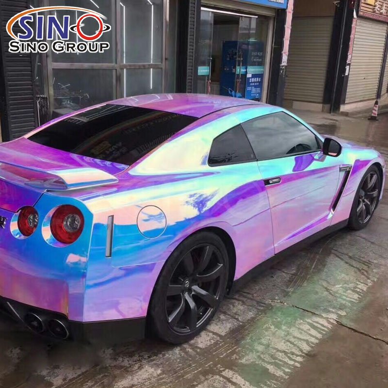Crystal Green Laser Vinyl Film Double Casting and Solidification Process Car Wrap Rainbow Body Stickers PVC Dry Stick, Heat Gun