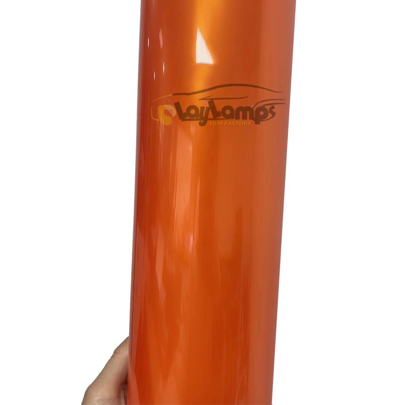 New Arrival PET Liner Car Wrap Vinyl Super Glossy Racing Golden Orange Car Paint Protection Film
