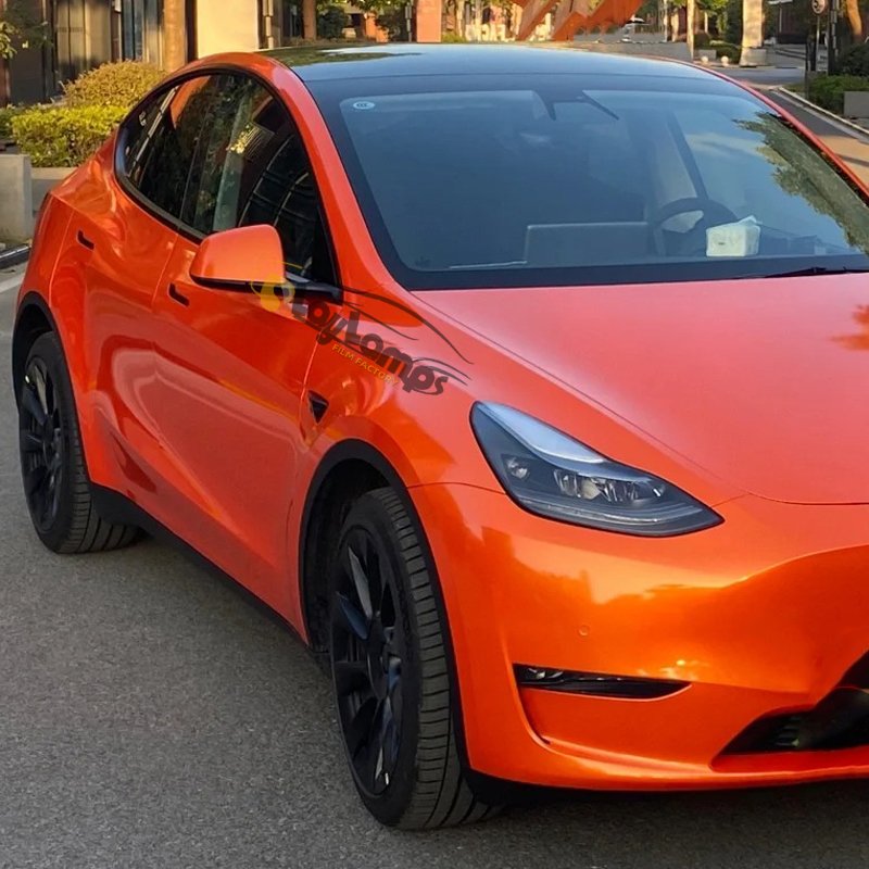 New Arrival PET Liner Car Wrap Vinyl Super Glossy Racing Golden Orange Car Paint Protection Film