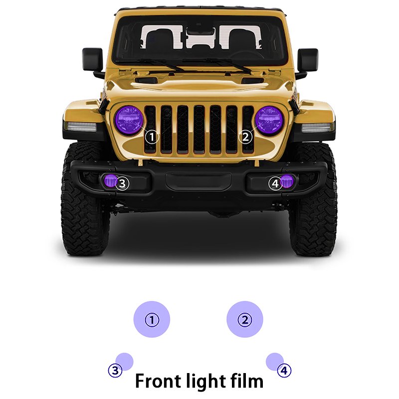 Suitable for JEEP Gladiator 2020-2022 2023 2024 PPF TPU White to Purple White to Black External Headlight Protective Film