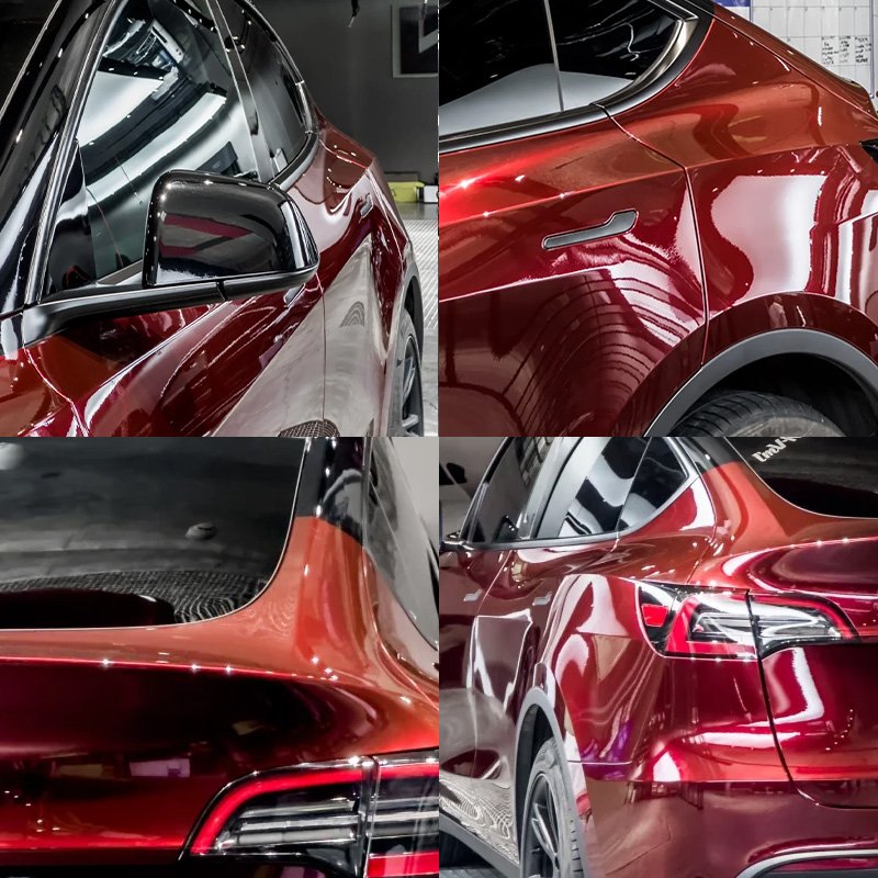 Vinyl Wrap Roll PET 1.52*18M Color Changing Dragon Blood Red Liquid Car Film Wrap Air Bubble Dry Stick for Cars