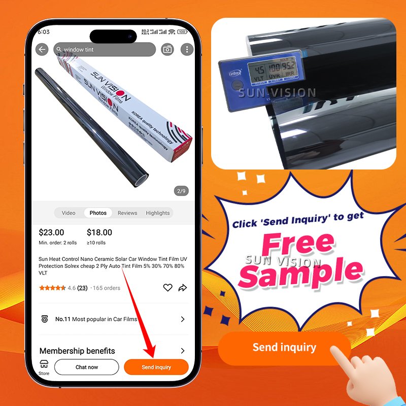 Free Sample UVR99% IRR99% Heat Insulation UV Rejection Nano Ceramic Solar Window Film Tint Polarized Car Window Tint Custom