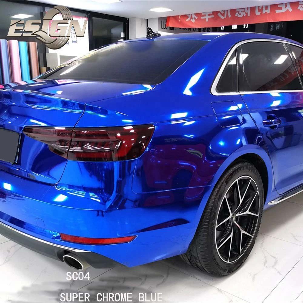 Mirror Chrome Blue Car Wrap Vinyl Film Foil Stickers Custom Automotive Cover Decal