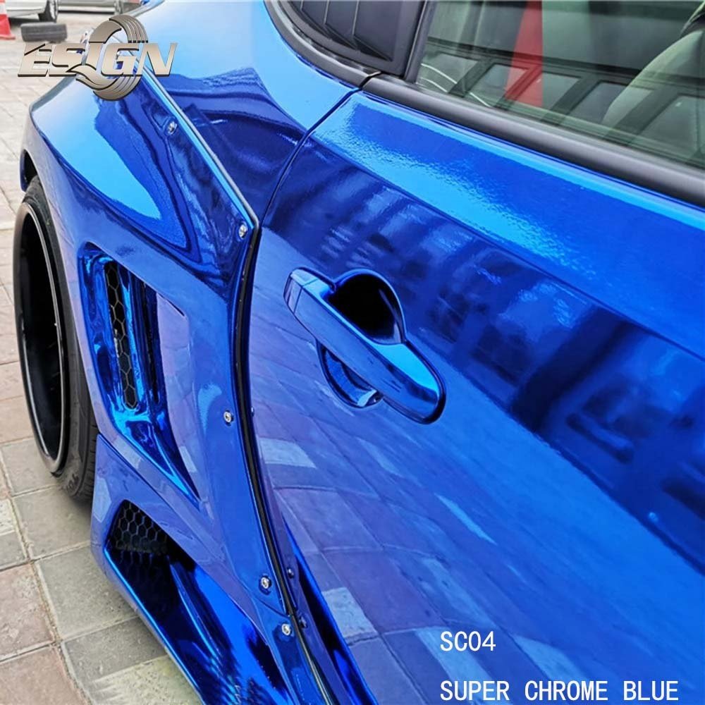 Mirror Chrome Blue Car Wrap Vinyl Film Foil Stickers Custom Automotive Cover Decal