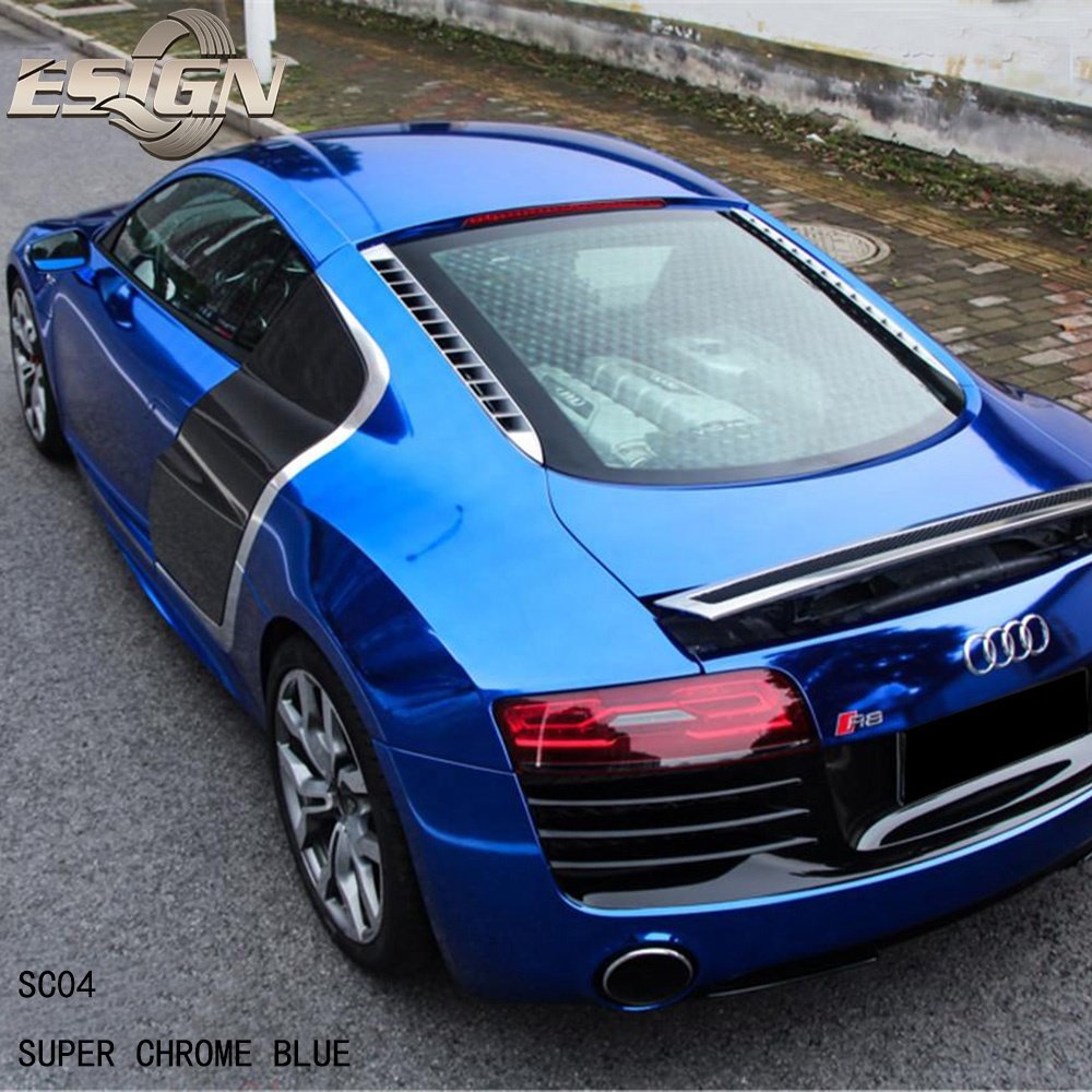 Mirror Chrome Blue Car Wrap Vinyl Film Foil Stickers Custom Automotive Cover Decal