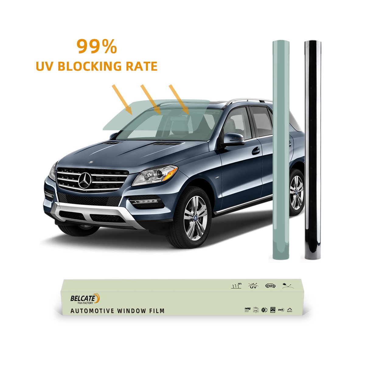 Belcate adhesive automotive uv block Ultra HD Protection auto glass polarized Solar 78%IRR Nano Ceramic window car film