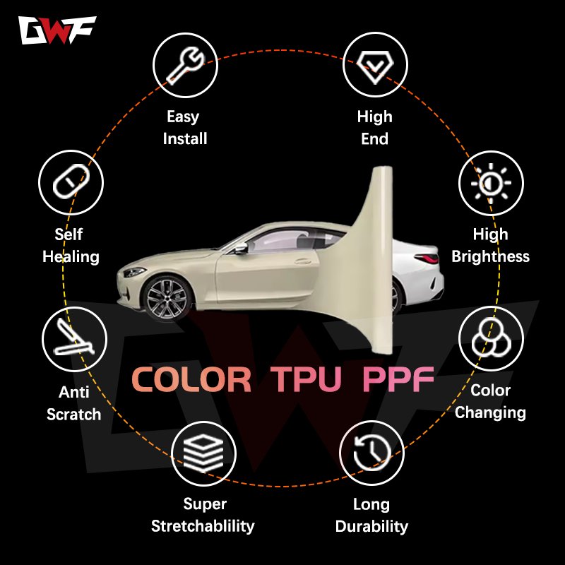 10 years warranty super high brightness color ppf paint protection film self healing anti yellow tpu color ppf film