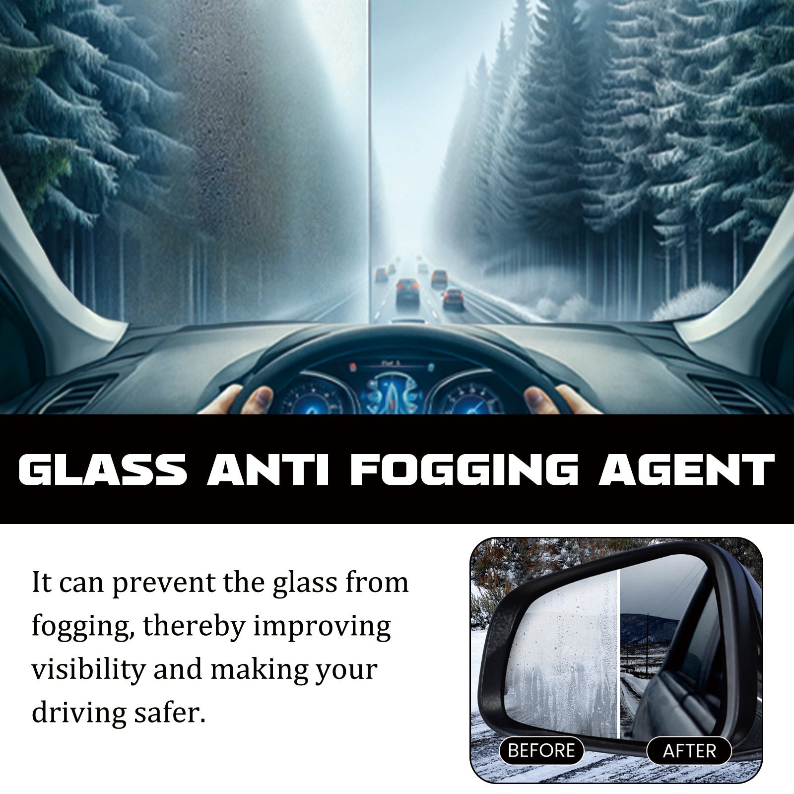 Car glass anti-fog agent, windshield degreasing agent, rainproof and water-repellent defogging agent, oil film cleaner