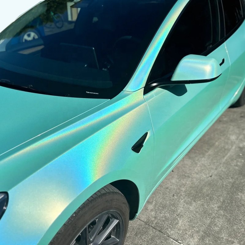 Wholesale Self Adhesive Glossy Laser Lake Blue Car Sticker Wrap Vinyl Film