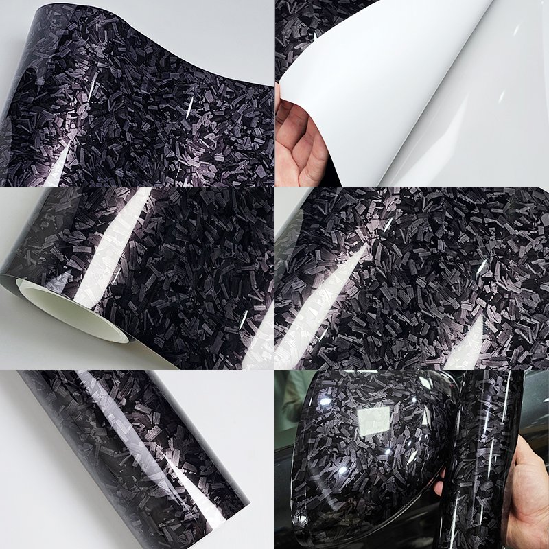 PET Forging Red Sticker Car Vinyl Wrap High Quality Protect Car Paint Glossy Forged Carbon Fiber Casting Car Outer Film
