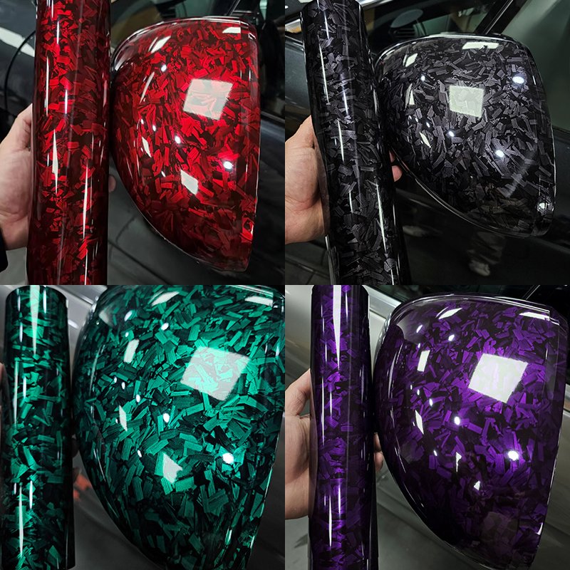 PET Forging Red Sticker Car Vinyl Wrap High Quality Protect Car Paint Glossy Forged Carbon Fiber Casting Car Outer Film