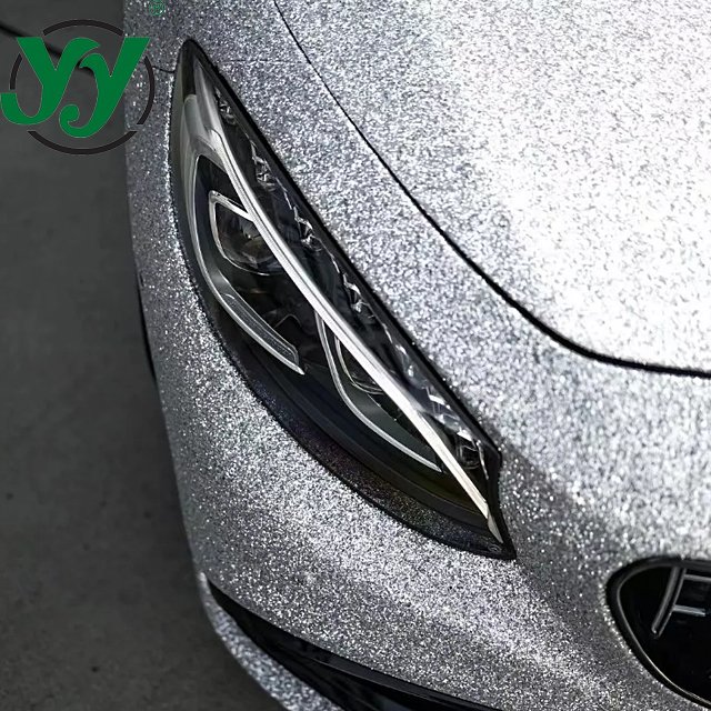Factory Direct Sparkling Flash Diamond Silver Car Wrap Vinyl Full Roll Size 1.22x18M/4x59FT