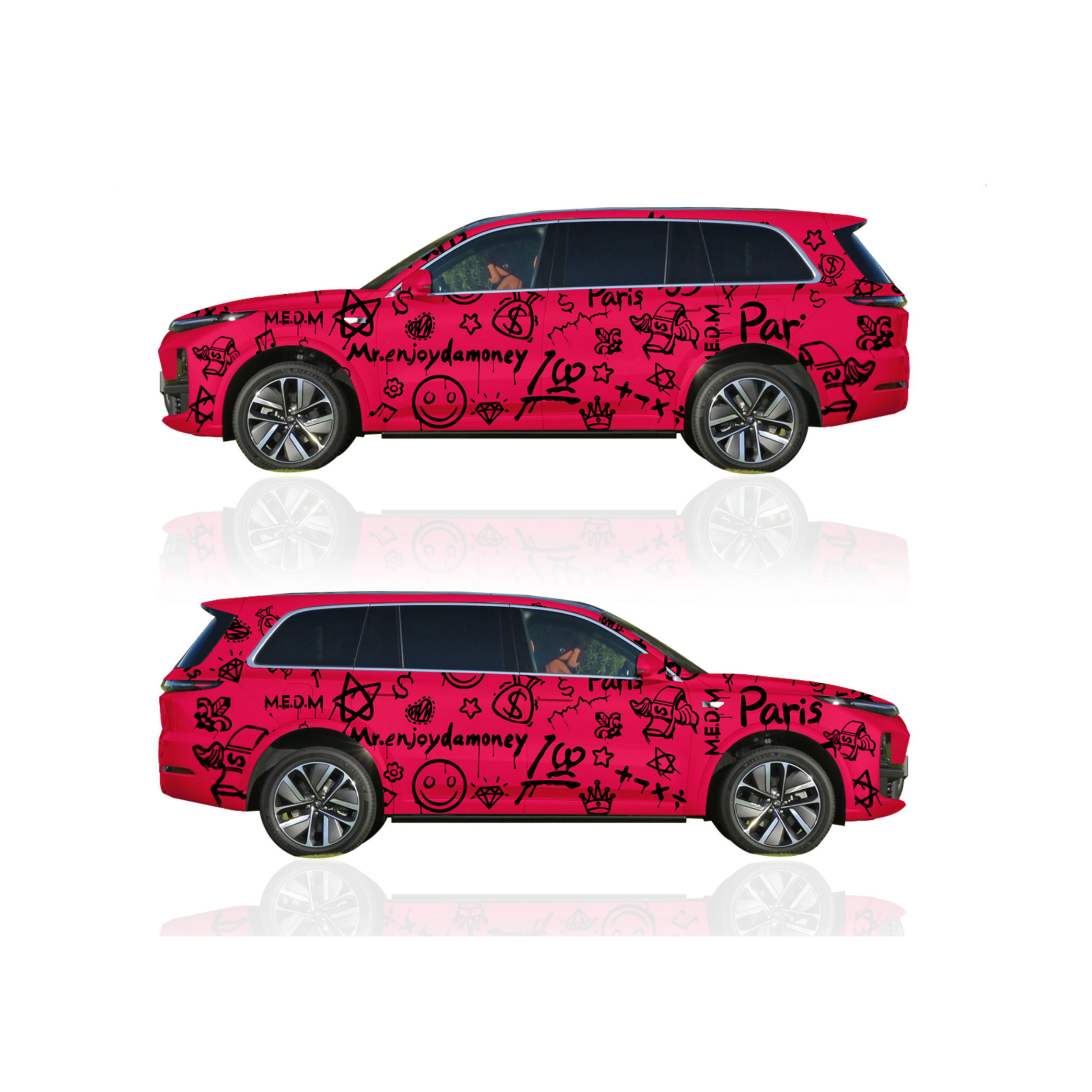 Personalized Gradient Painted Car Film Sticker Auto Vinyl Wrap Protective Color Change Graffiti Customized Automobile Decoration