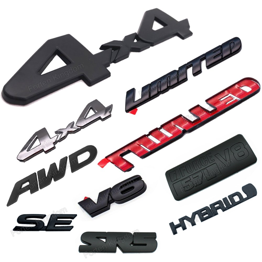 Universal Custom Car Sticker 3D Plastic Matte Black Overlay Blackout Limited Nameplate Car Badge Emblem
