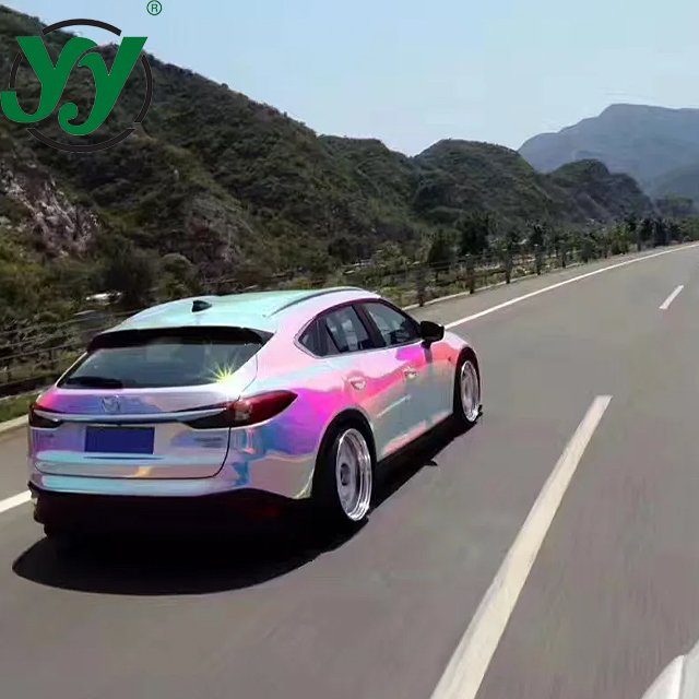 Factory Direct PET Back Low Tack Stretchable PVC Glossy Matte Rainbow Chrome White Car Wrap Vinyl Full Roll Size 1.52x18M/5x60FT