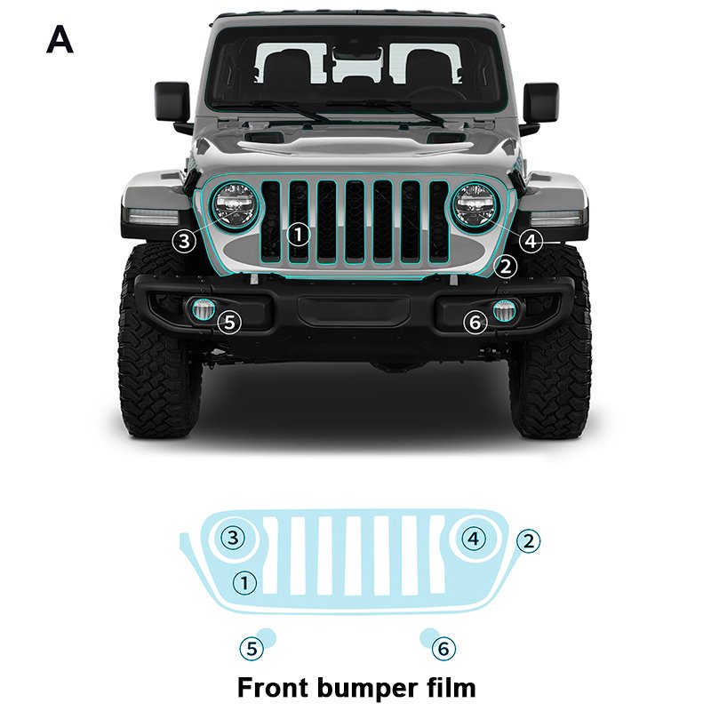 For JEEP Gladiator 2020-2022 2023 2024 each part of TPU PPF pre-cut car film anti-scratch self-repairing transparent film