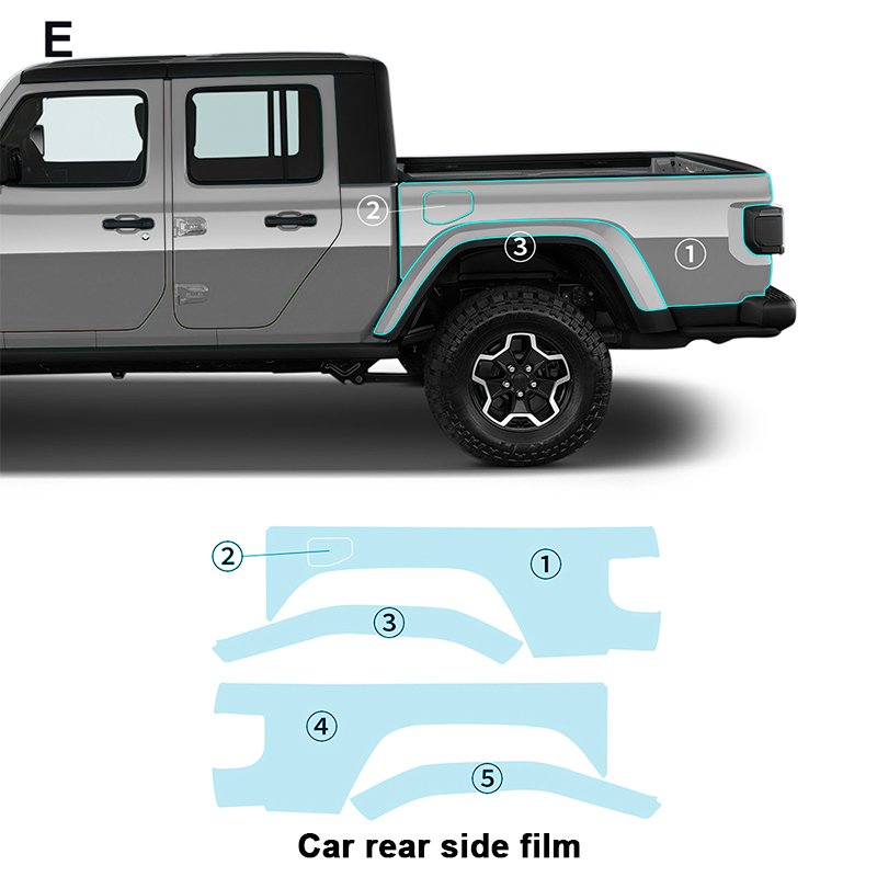 For JEEP Gladiator 2020-2022 2023 2024 each part of TPU PPF pre-cut car film anti-scratch self-repairing transparent film