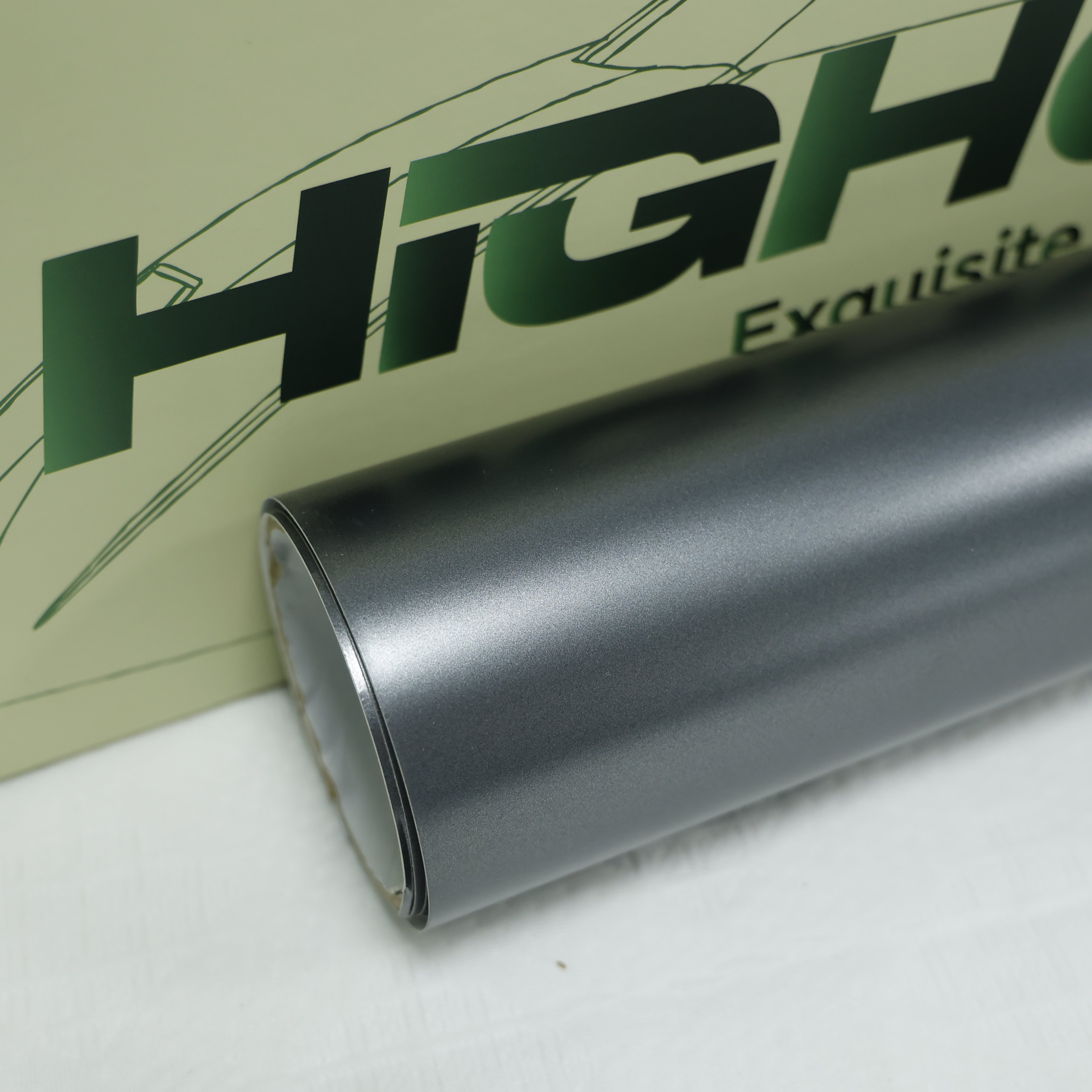 Self-healing HIGHCOOL 6.5mil PVC Car Wrap Film Glossy Mountain Grey fiber silver Full High Gloss Tint Color Changing Car Film