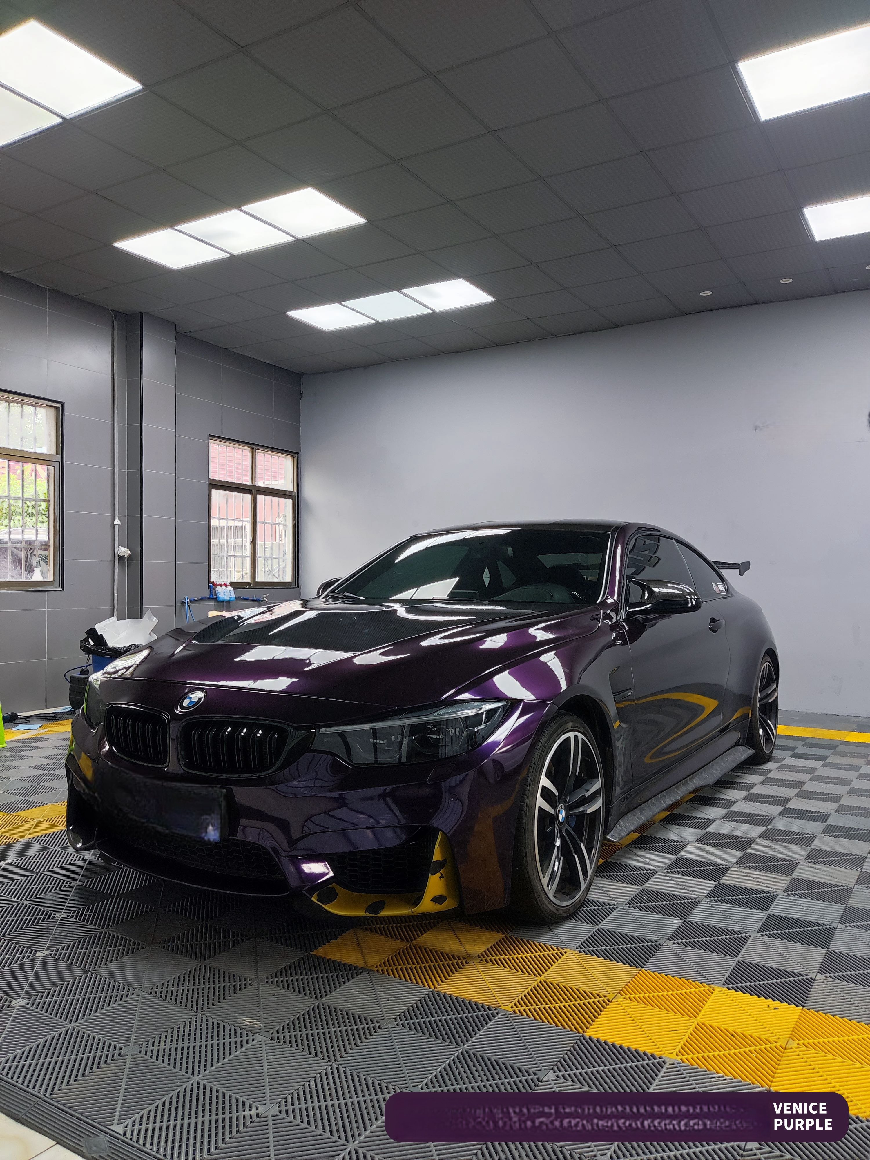 1.52x16.5M PET Venice Purple Vinyl Sticker Metallic Glossy Car Wrap UV Protected Paint Protective Film for Car Body