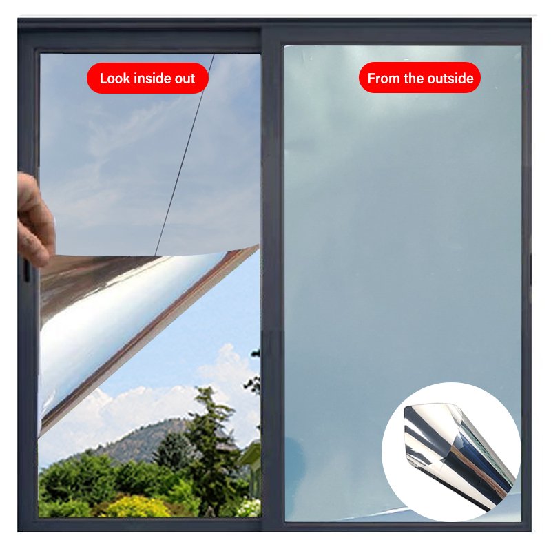 Privacy Window Film Sliver One Way Vision Reflective Building Tint Film Interior Home Decoration Window film Sliver 5%