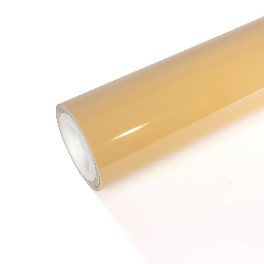 HIGHCOOL BC-115 6.5mil PVC Car Wrap Film Self-Healing Glossy Crystal Desert Yellow Full High Gloss Tint Color Changing Car Film
