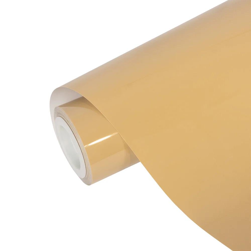 HIGHCOOL BC-115 6.5mil PVC Car Wrap Film Self-Healing Glossy Crystal Desert Yellow Full High Gloss Tint Color Changing Car Film