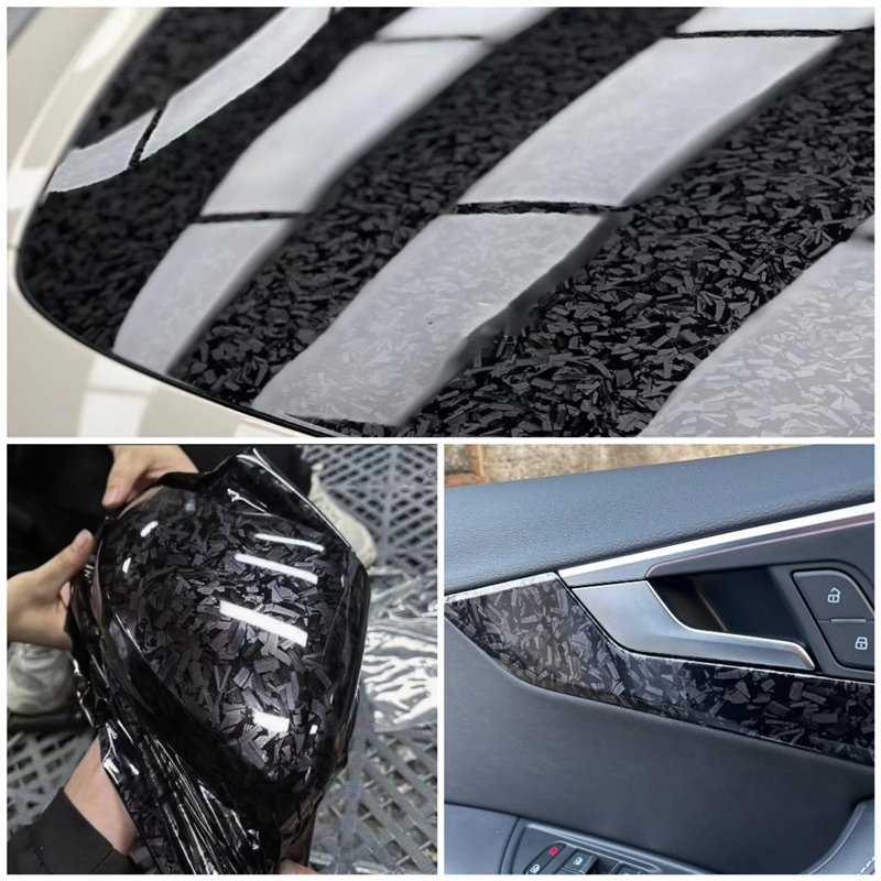 High Quality Protection Film Wrap Black Red PET Forged Carbon Fiber Vinyl Wrap film For Car