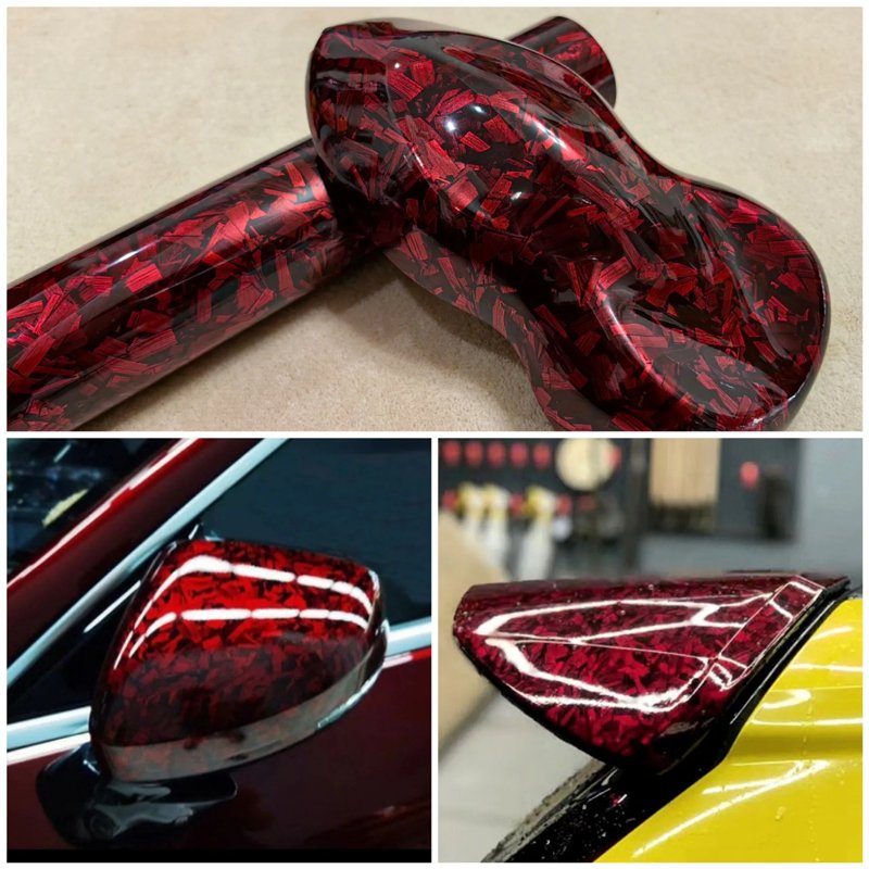 High Quality Protection Film Wrap Black Red PET Forged Carbon Fiber Vinyl Wrap film For Car