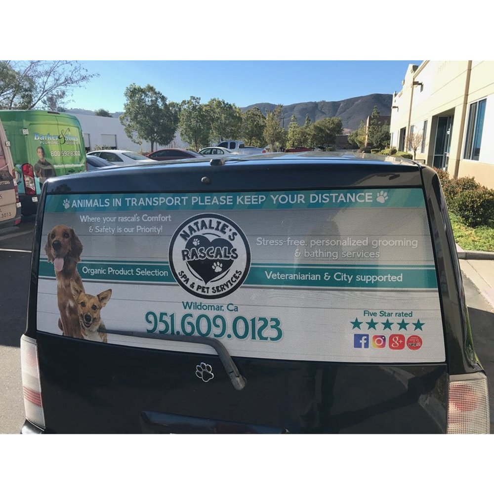 One Way Vision Window Advertising Sticker, See Through Film Car Rear Window Advertising Sign Decals