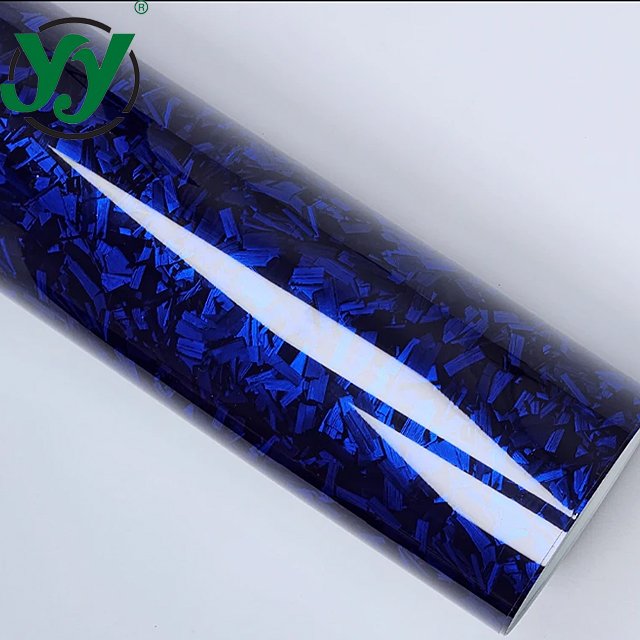 Sticker for Car Wrap Vinyl 152cmx18m High Glossy Forged Carbon Blue Fiber Auto Stickers Decals for Vehicle Car Film Cover