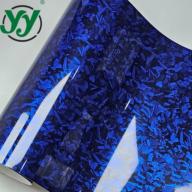 Sticker for Car Wrap Vinyl 152cmx18m High Glossy Forged Carbon Blue Fiber Auto Stickers Decals for Vehicle Car Film Cover