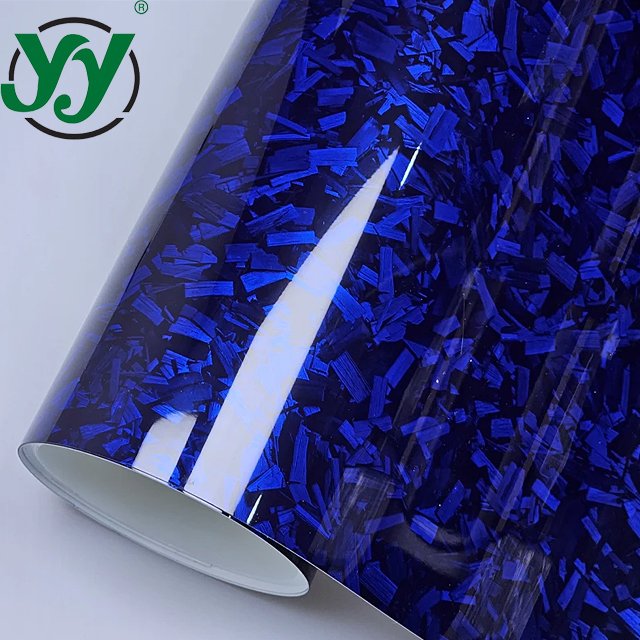 Sticker for Car Wrap Vinyl 152cmx18m High Glossy Forged Carbon Blue Fiber Auto Stickers Decals for Vehicle Car Film Cover
