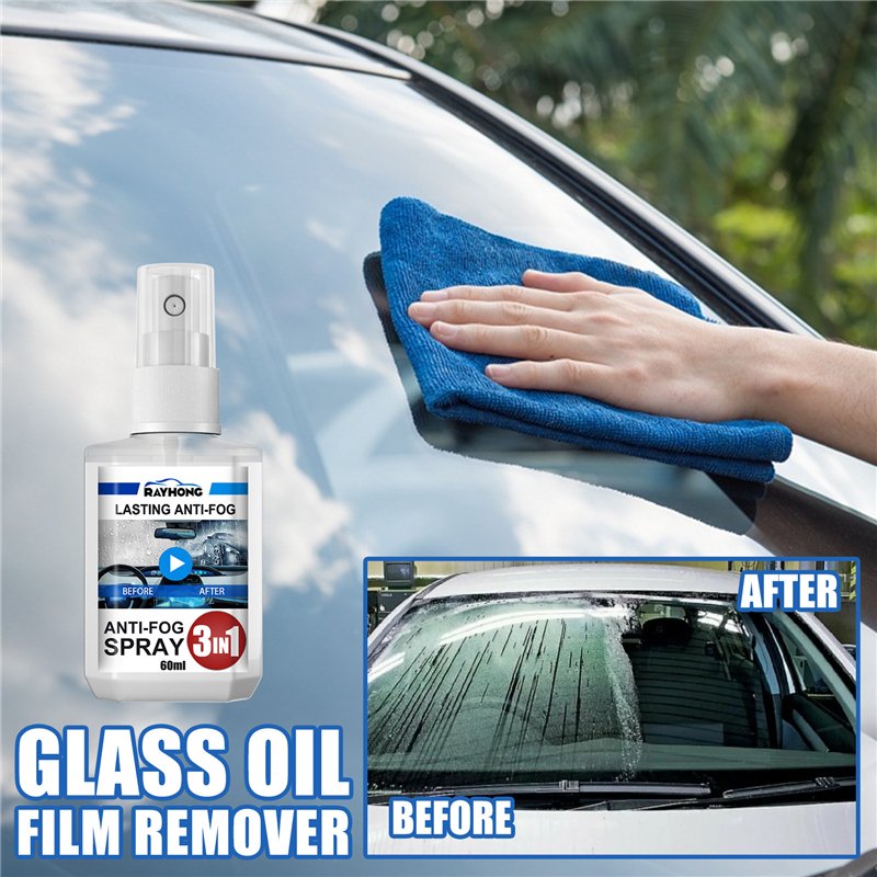 Rayhong 60ml 3 in 1 automobile antifogging agent home windows car rear view mirror glass oil film remover anti-fog spray