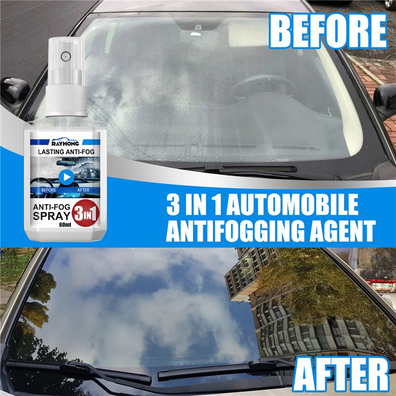 Rayhong 60ml 3 in 1 automobile antifogging agent home windows car rear view mirror glass oil film remover anti-fog spray