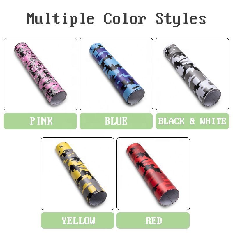 SCHANLEY White Black Grey Blue Digital Camo Car Boat Vinyl Wrap Vehicle Stretch Glue Truck Pink Digital Camo Car SUV