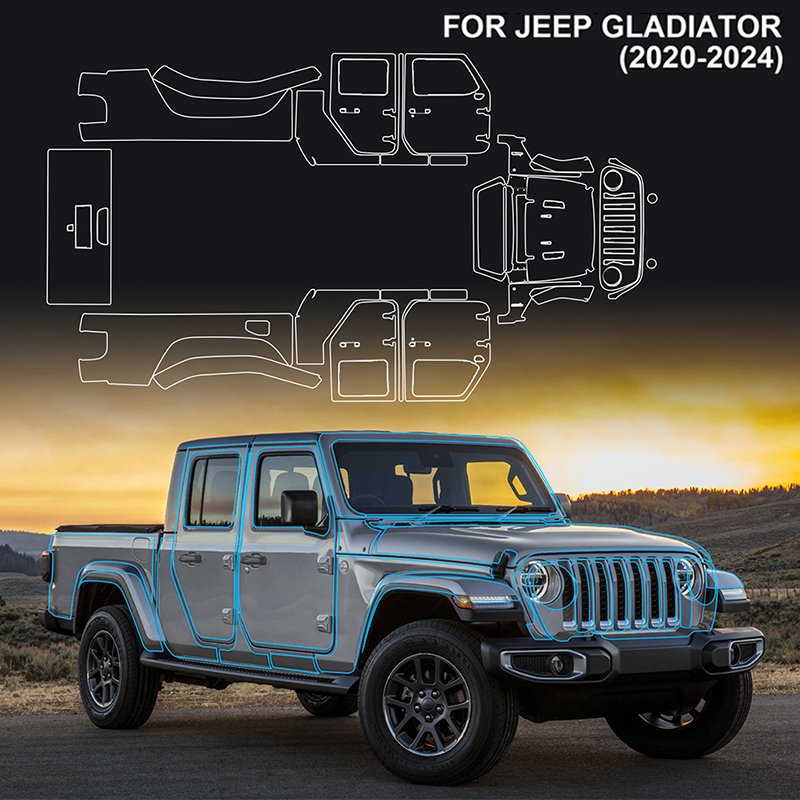 Pre-cut protective film For JEEP Gladiator 2020-2022 2023 2024 TPU full car custom paint transparent anti-scratch film