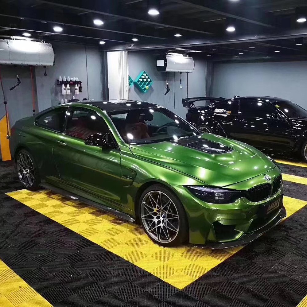 TSAUTOP 1.52X18m Glossy Metallic Green Car Paint Protection Film Auto Vinyl Wrap Roll