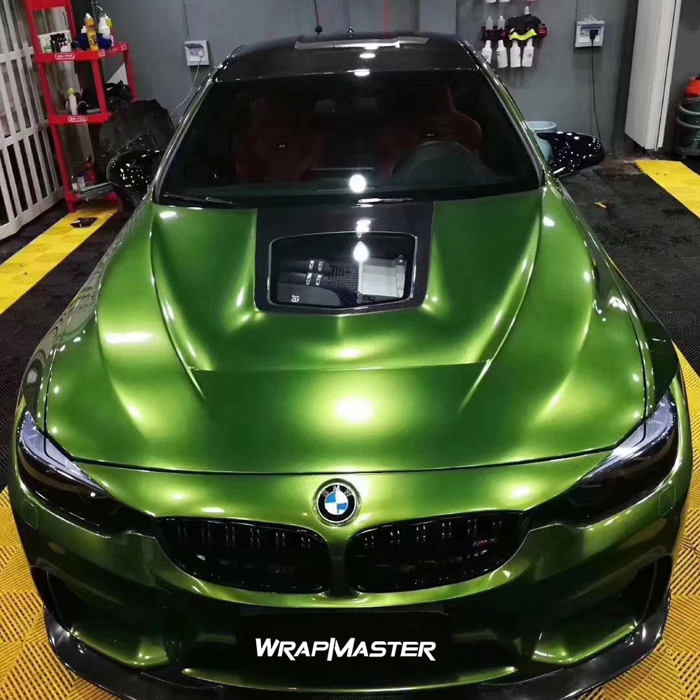 TSAUTOP 1.52X18m Glossy Metallic Green Car Paint Protection Film Auto Vinyl Wrap Roll
