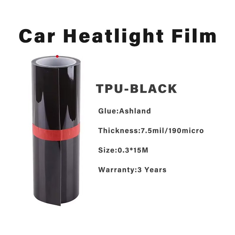 0.3*15M Self Adhesive Anti Scratch Car Lamp Film Self Healing Car Headlight PPF TPU Black Lamp Protective Film