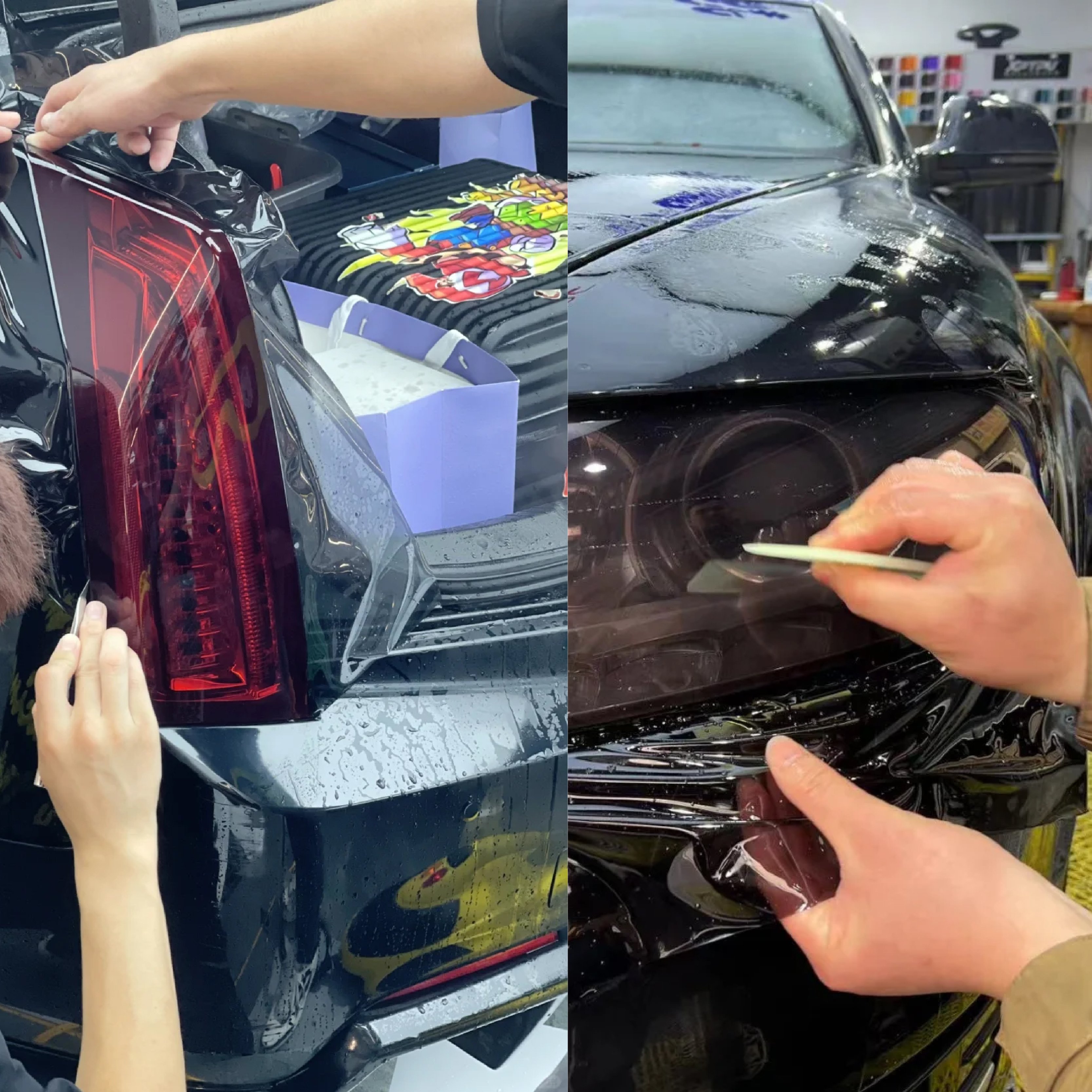 0.3*15M Self Adhesive Anti Scratch Car Lamp Film Self Healing Car Headlight PPF TPU Black Lamp Protective Film