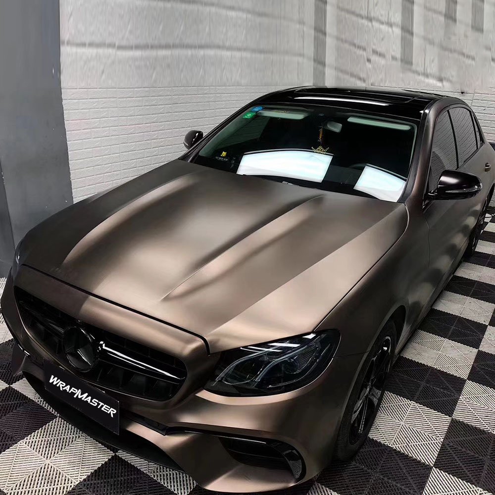 TSAUTOP Premium Air Bubble Free Matte Heavy Metal Brown Grey Vehicle Vinyl Wrap
