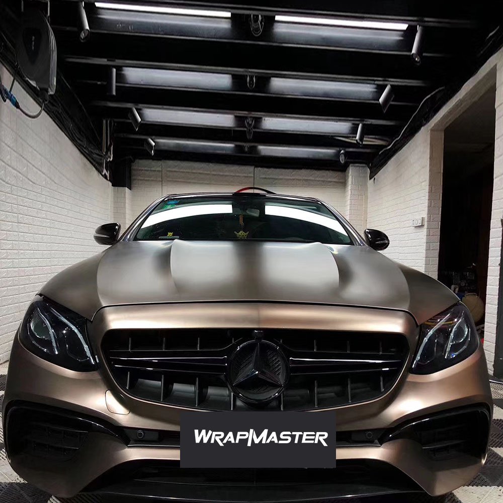 TSAUTOP Premium Air Bubble Free Matte Heavy Metal Brown Grey Vehicle Vinyl Wrap